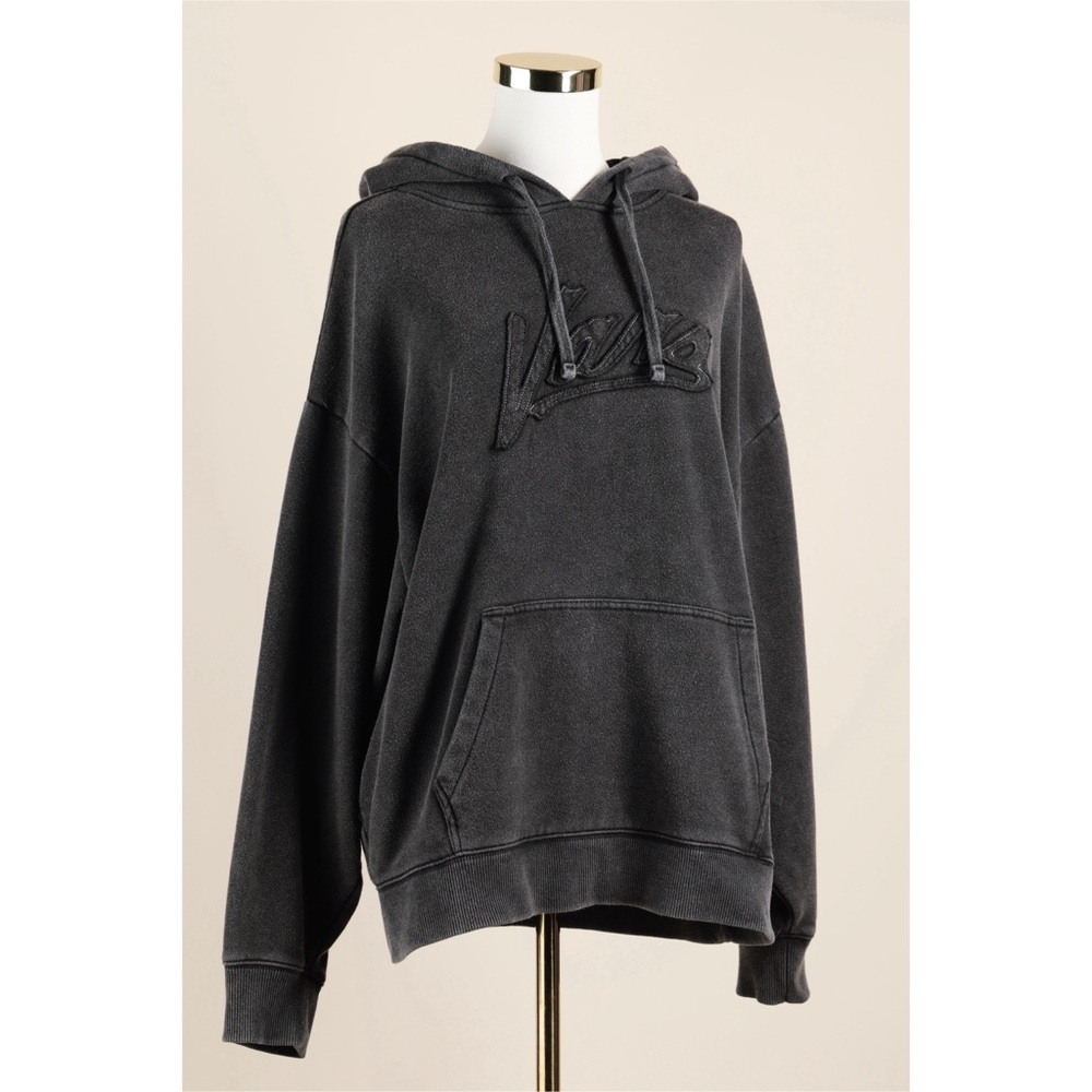 Sz M Vans Oversized Mineral Wash Detention Logo Hoodie In Black EUC